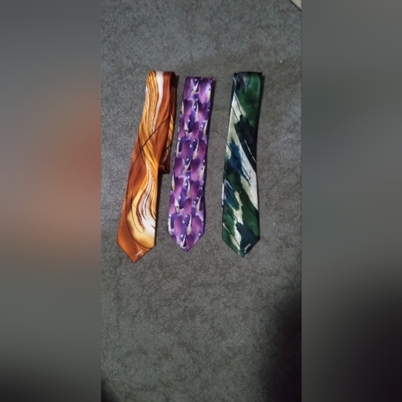 J. Garcia silk tie bundle.  1 orange, 1 green, 1 purple Preppy - Picture 1 of 7